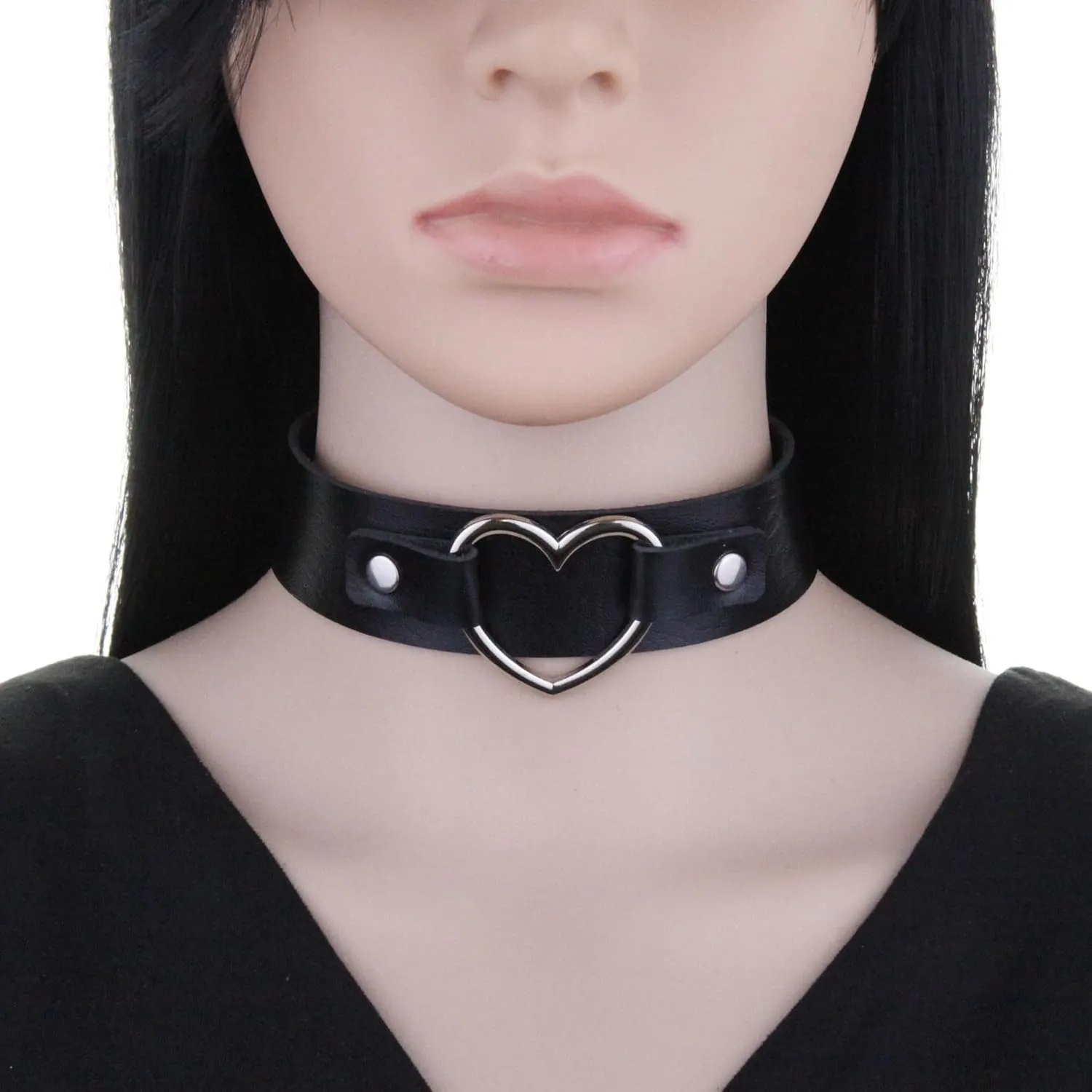 Outman Pack of 3Pcs Leather Punk Goth Choker Necklaces Collar Necklaces Collarbone Chain for Women