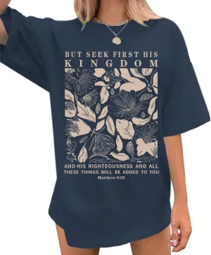 Oversized Christian Faith Shirts for Women Jesus Bible Verse Tshirts Wildflower Floral Boho Shirt Vintage Graphic Tee