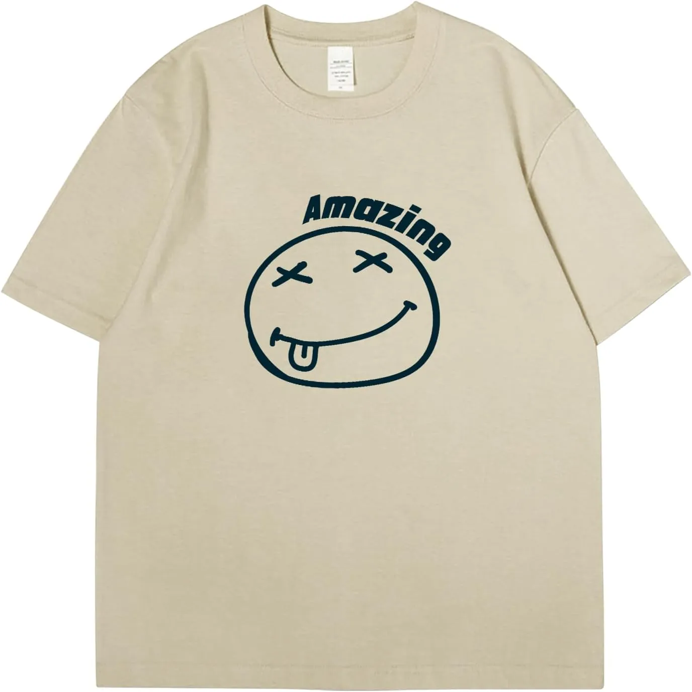 Oversized Graphic Tshirt for Men Funny Letter Print T Shirt Casual Loose Retro Streetwear Shirts Tops Tees