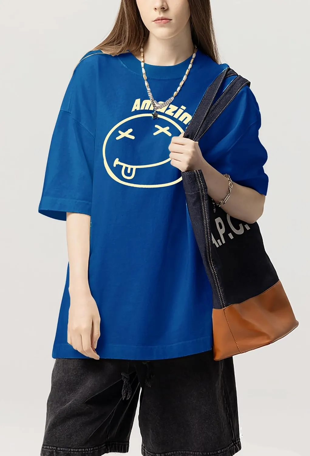 Oversized Graphic Tshirt for Men Funny Letter Print T Shirt Casual Loose Retro Streetwear Shirts Tops Tees