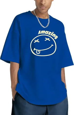 Oversized Graphic Tshirt for Men Funny Letter Print T Shirt Casual Loose Retro Streetwear Shirts Tops Tees