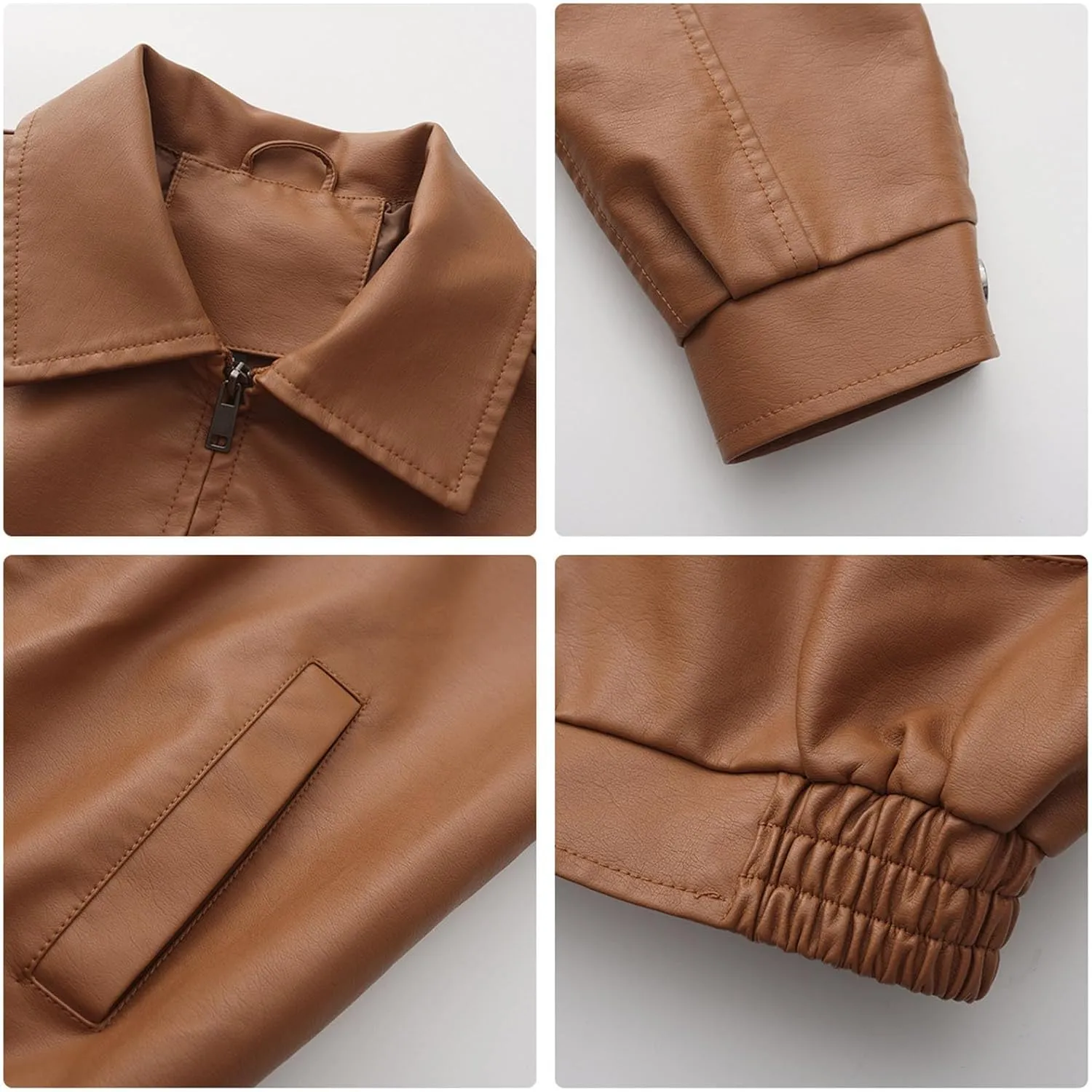Oversized Leather Jackets for Women Full Zip Up Coats Faux Suede Trendy Motorcycle Coats 2024 Fall Winter Outfits