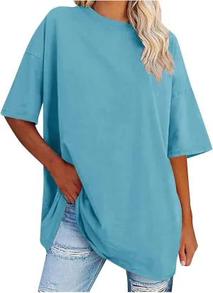 Oversized t Shirts for Women Loose Fit Crewneck Short Sleeve Summer Tops Casual y2k Blouse Solid Basic Tee 2025