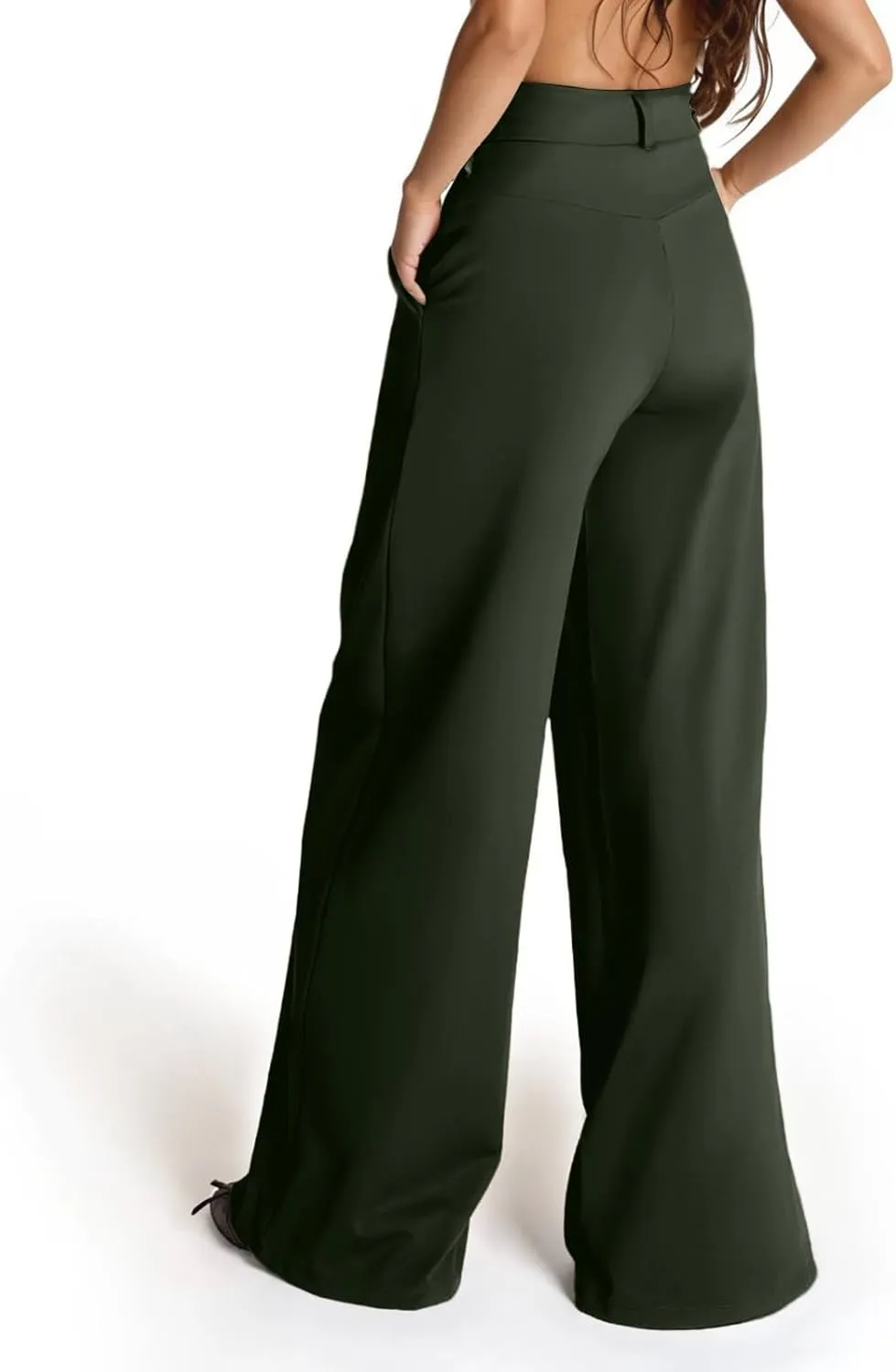 Palazzo Pants for Women Dressy Casual Wedding High Waisted Wide Leg Dress Pants Comfy Work Trousers with Pockets