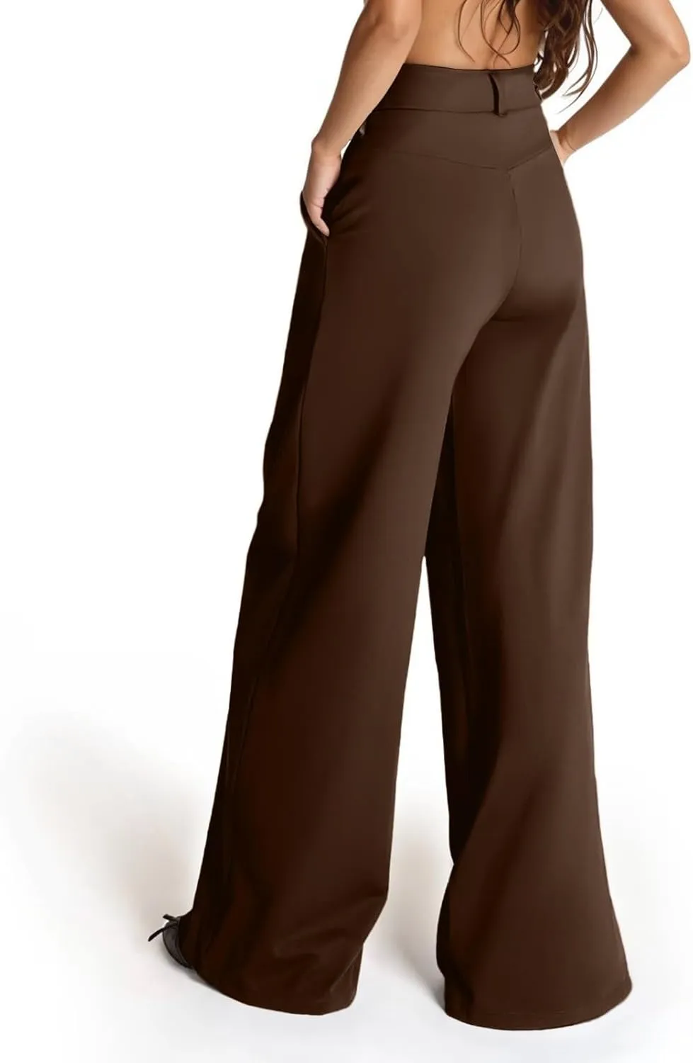 Palazzo Pants for Women Dressy Casual Wedding High Waisted Wide Leg Dress Pants Comfy Work Trousers with Pockets