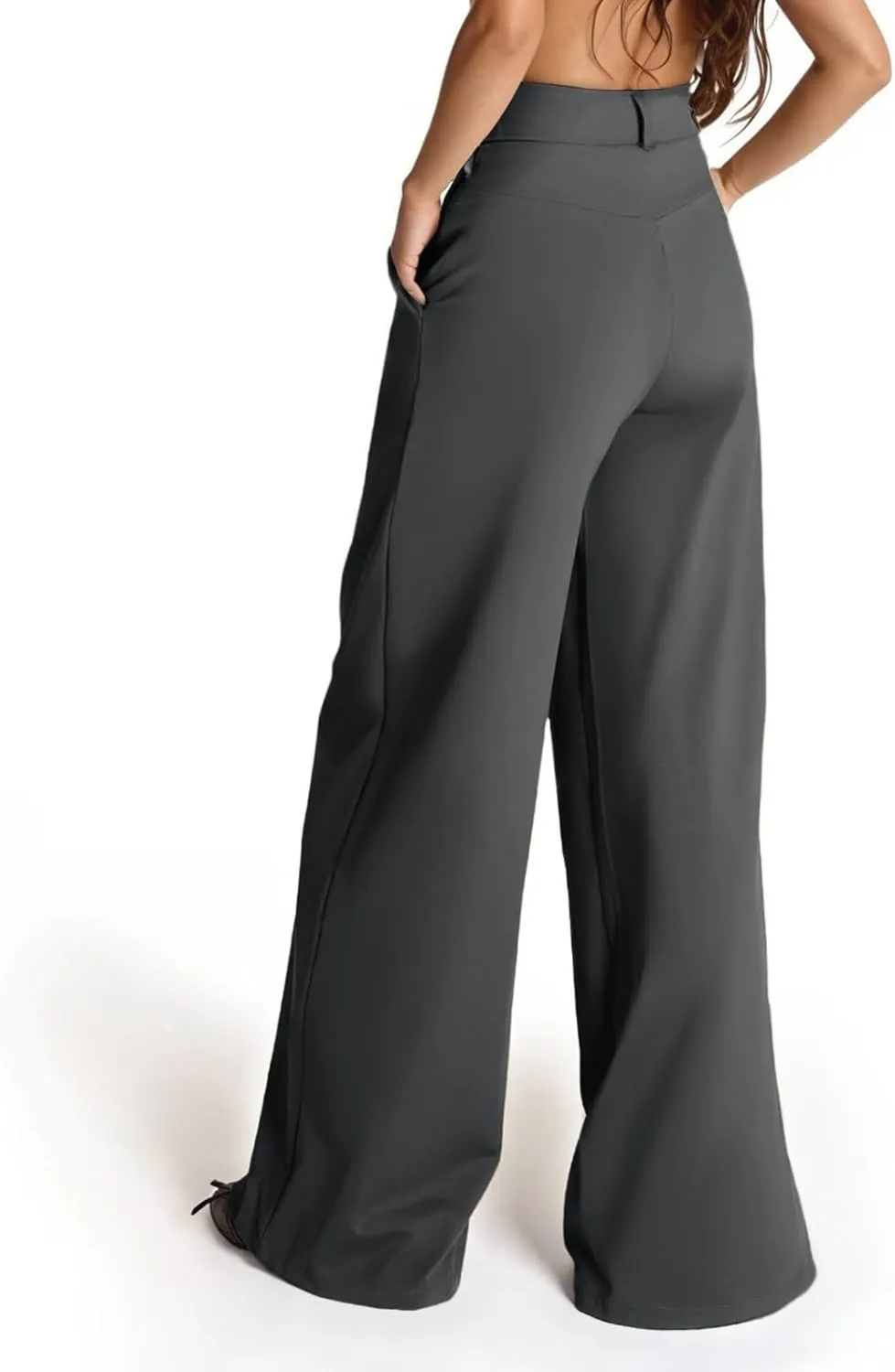 Palazzo Pants for Women Dressy Casual Wedding High Waisted Wide Leg Dress Pants Comfy Work Trousers with Pockets