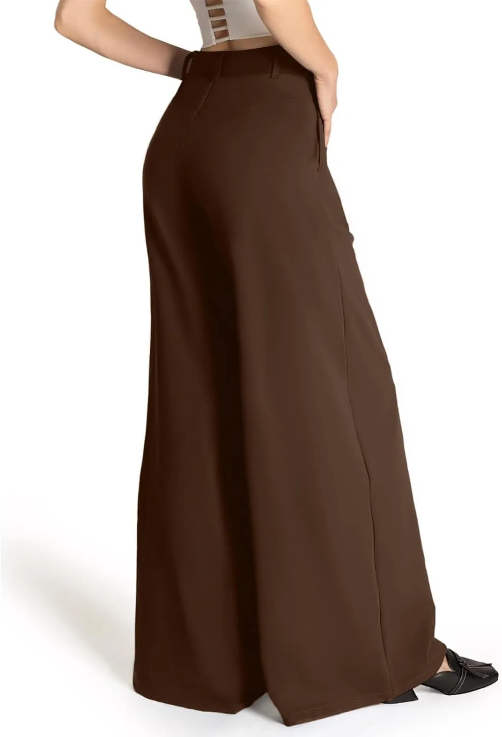 Palazzo Pants for Women Dressy Casual Wedding High Waisted Wide Leg Dress Pants Comfy Work Trousers with Pockets