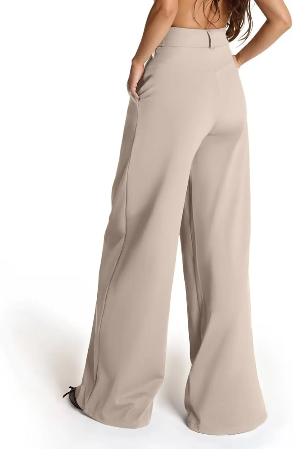 Palazzo Pants for Women Dressy Casual Wedding High Waisted Wide Leg Dress Pants Comfy Work Trousers with Pockets
