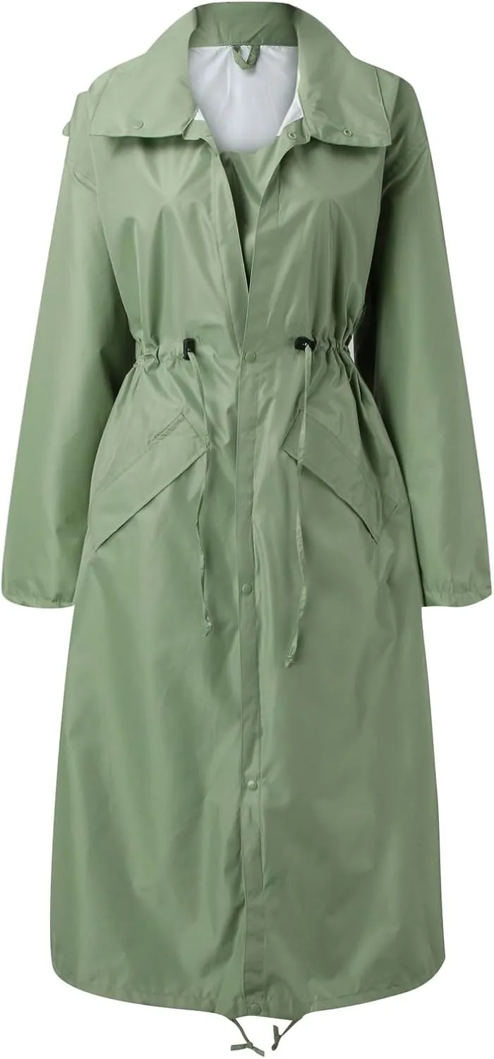 PeQAQ Rain Jacket Women Lightweight Raincoat Waterproof Windbreaker Trendy Casual Climbing Outdoor Trench Coats Outerwear