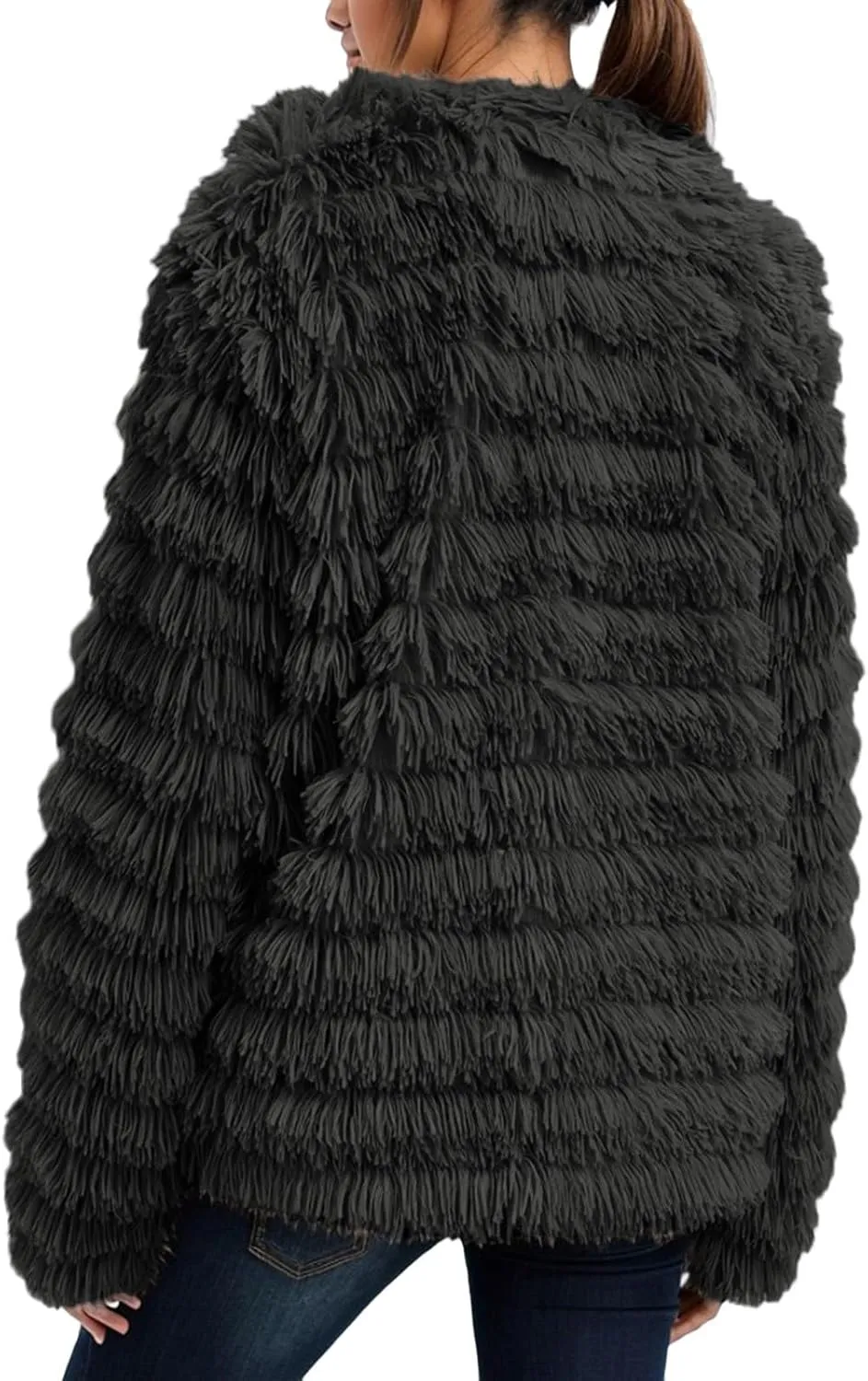 PeQAQ Women's 2023 Winter Overcoats Trendy Casual Fuzzy Jackets Fashion Open Front Cardigan Long/Short Shaggy Coat Outerwear
