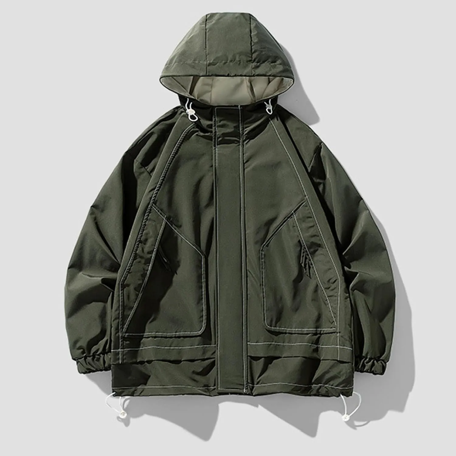 PeQAQ Womens Windbreaker Jakcets Waterproof Rain Jacket Winter Lightweight Active Outdoor Raincoat with Hood Trendy Outerwear