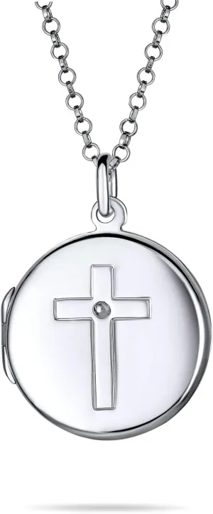 Personalize Religious Holy Bible Angel Cross Photo Locket Necklace Pendant For Women Teens Holds Keepsake Gold Plated .925 Sterling Silver Customize Jewelry Set