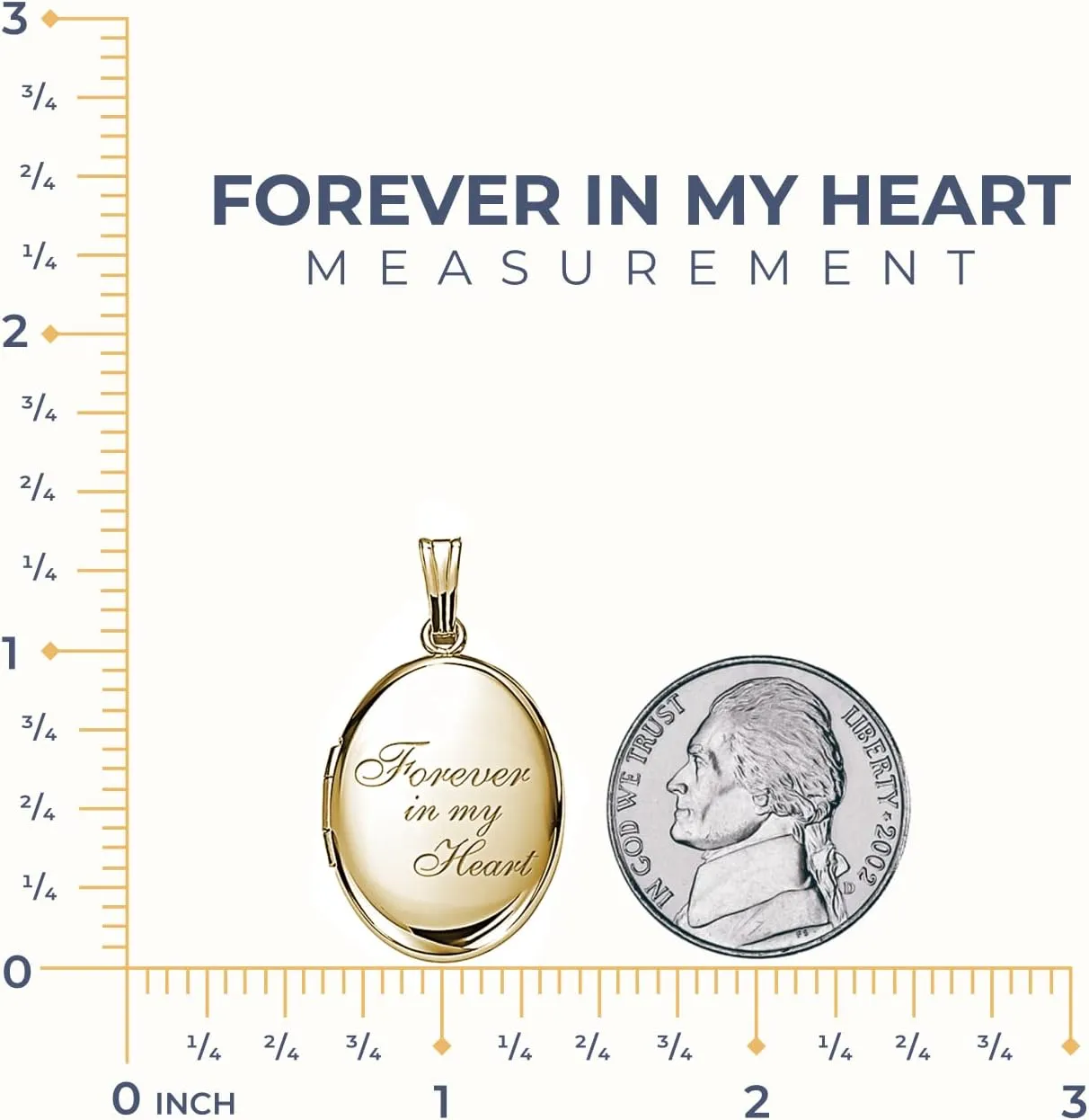 PicturesOnGold.com Sterling Silver & Yellow Gold Filled Oval Forever in My Heart Locket Necklace for Women with 18 Inch Chain