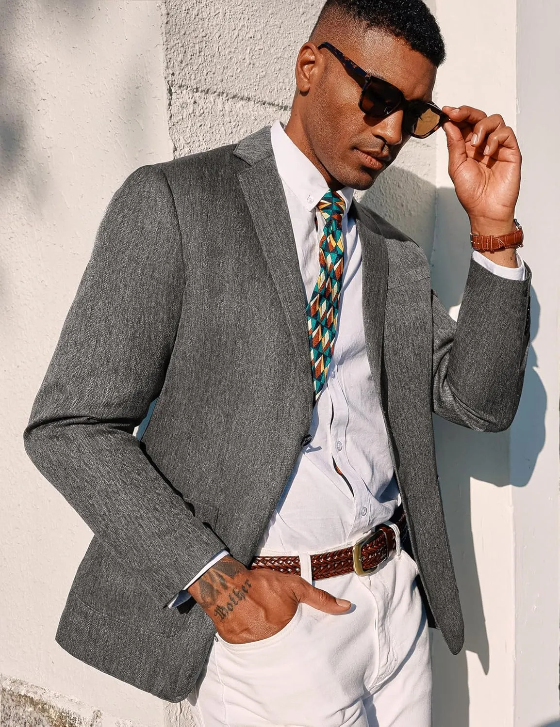 PJ PAUL JONES Mens Blazer Casual Sport Coats Regular Fit Two Button Suit Jacket Lightweight Sports Jacket