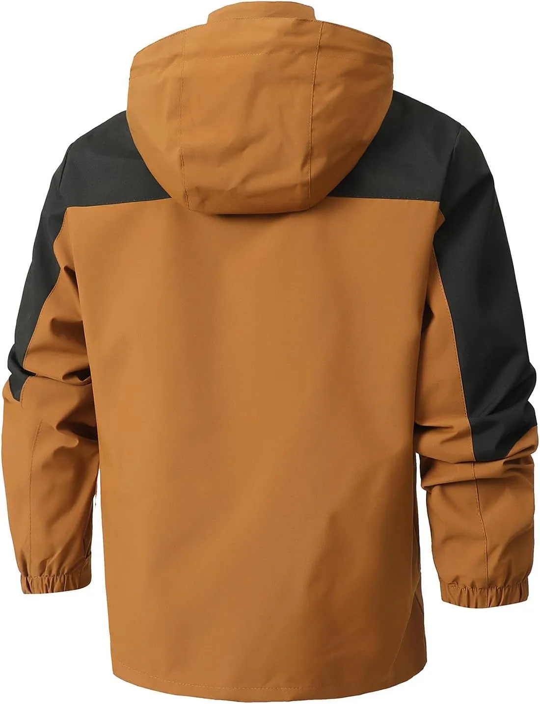 Plus Size Windbreaker Jacket Mens Water Resistant Outwear Color Block Hooded Coat Sport Travel Cardigan Daily Top