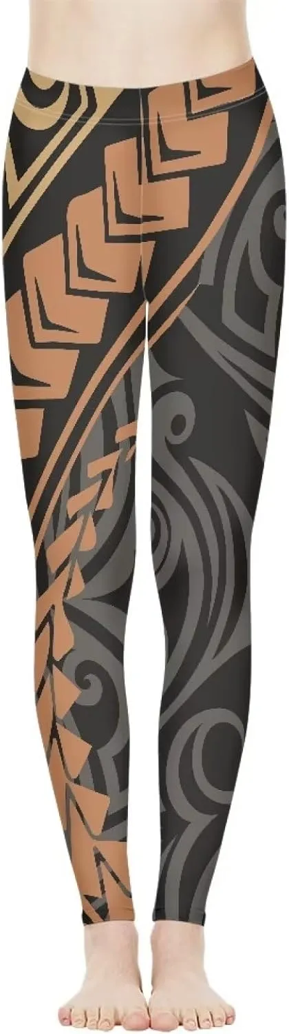 Polynesian Traditional Tribal Yoga Pants for Women High Waisted Gym Leggings Tummy Control Workout Leggings