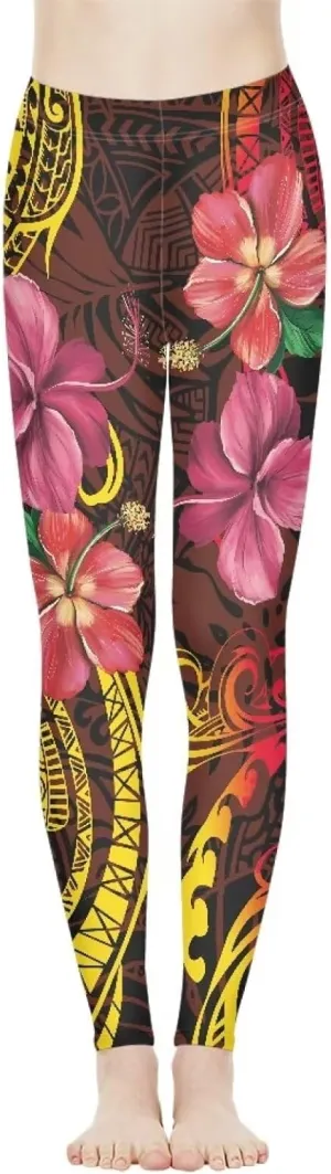 Polynesian Traditional Tribal Yoga Pants for Women High Waisted Gym Leggings Tummy Control Workout Leggings