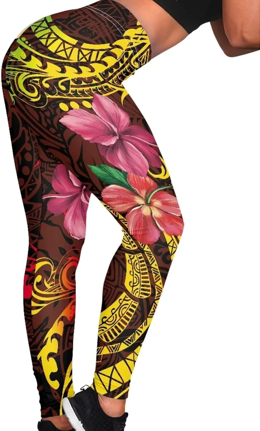 Polynesian Traditional Tribal Yoga Pants for Women High Waisted Gym Leggings Tummy Control Workout Leggings