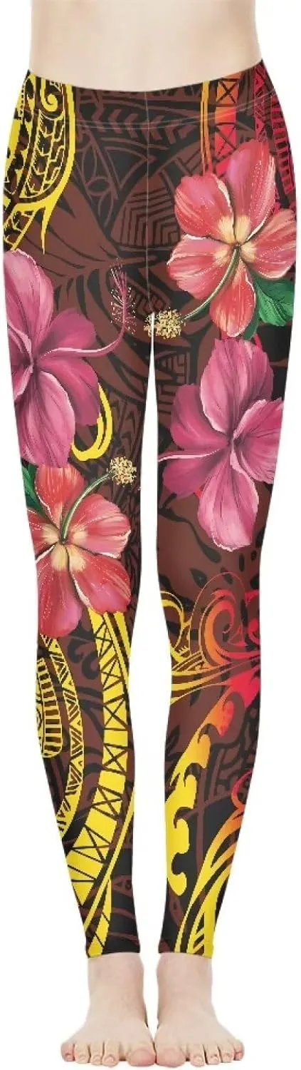 Polynesian Traditional Tribal Yoga Pants for Women High Waisted Gym Leggings Tummy Control Workout Leggings