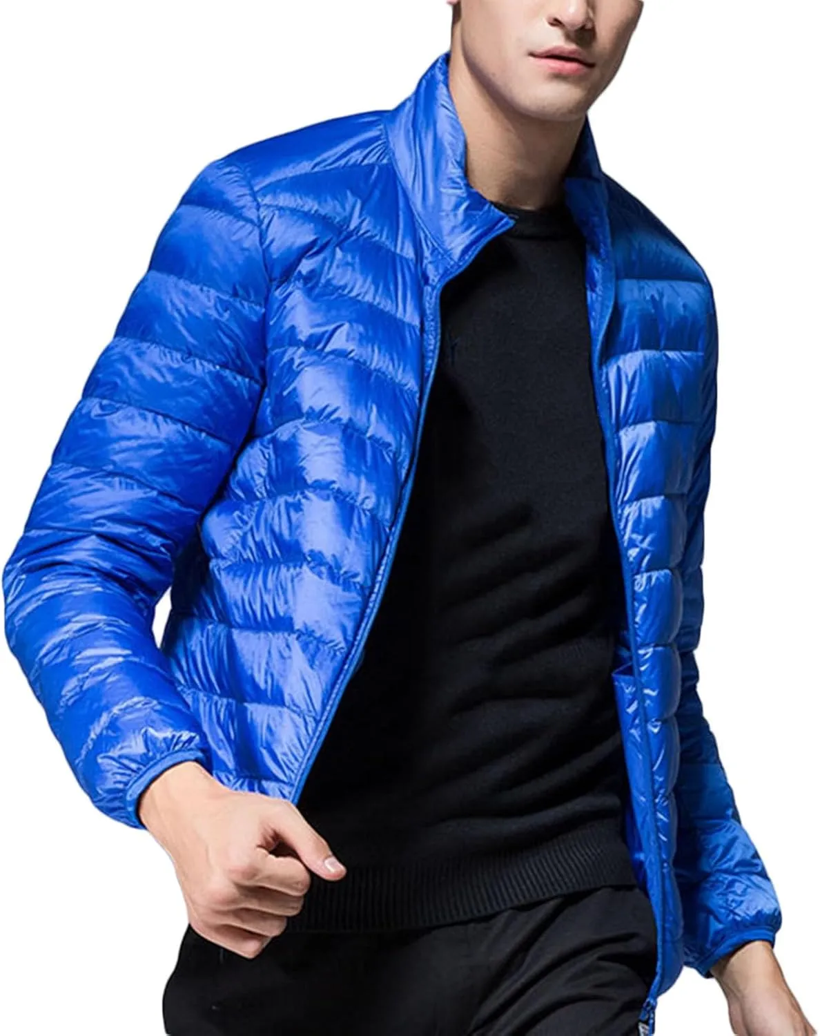 Puffer Jacket Men Packable Lightweight Water-Resistant Down Coats Full Zip Quilted Jackets Casual Thermal Winter Coats