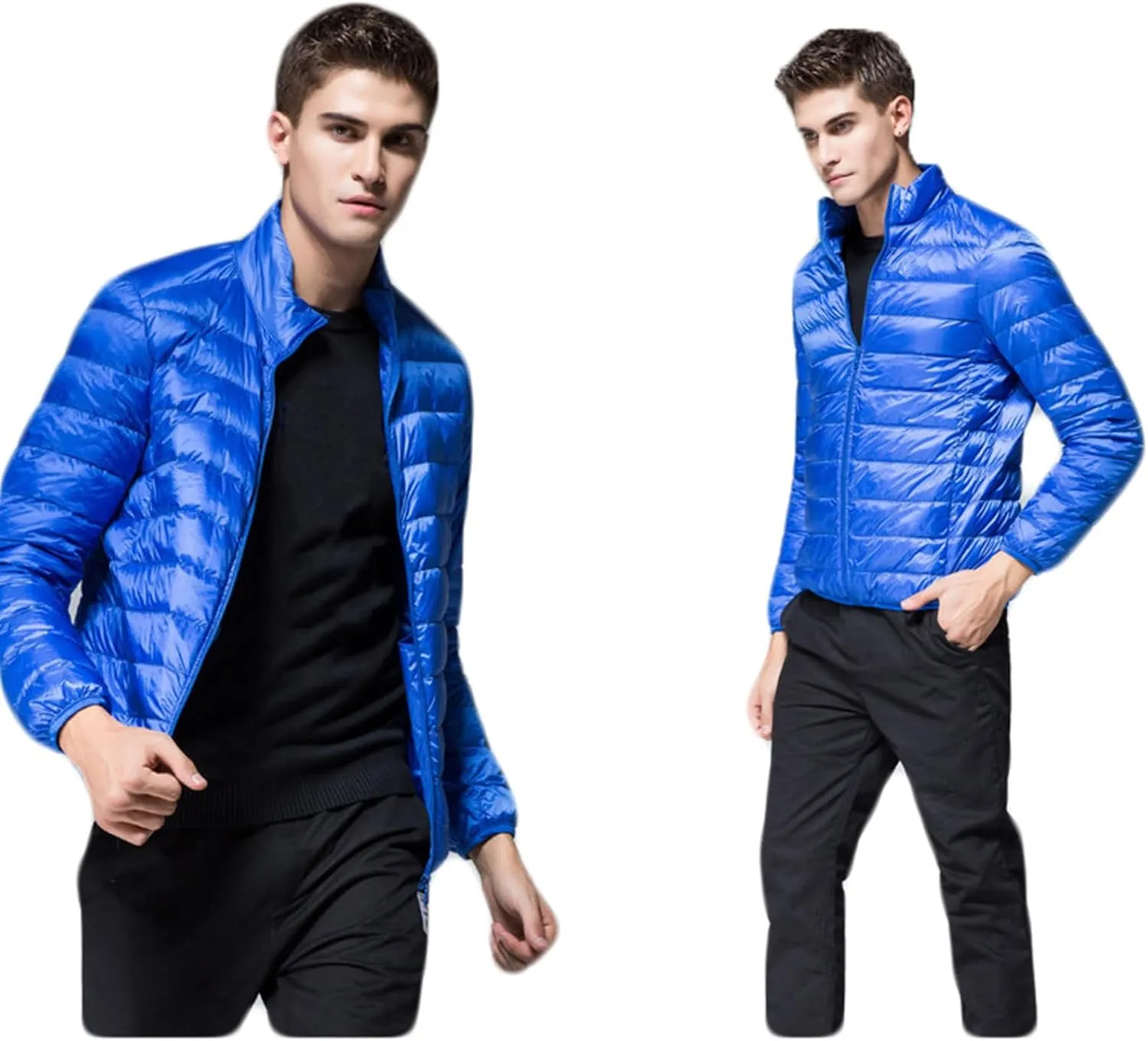 Puffer Jacket Men Packable Lightweight Water-Resistant Down Coats Full Zip Quilted Jackets Casual Thermal Winter Coats