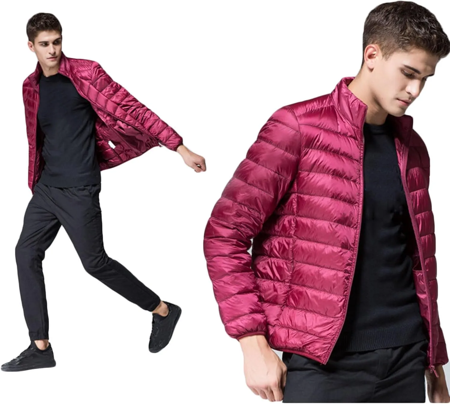 Puffer Jacket Men Packable Lightweight Water-Resistant Down Coats Full Zip Quilted Jackets Casual Thermal Winter Coats