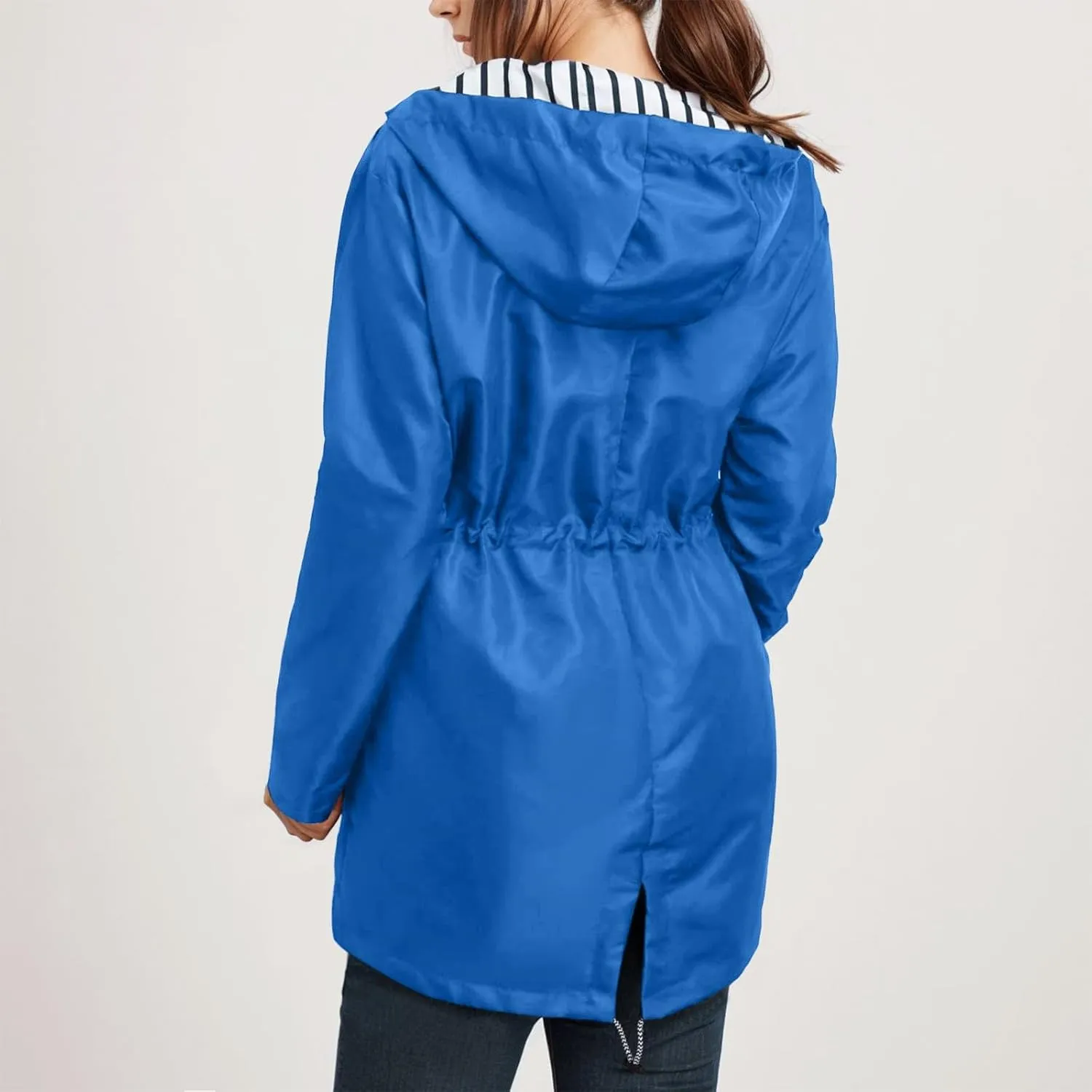 Rain Jacket for Women Lightweight Long Hooded Raincoat Waterproof Outdoor Travel Hiking Windbreaker Trench Coats
