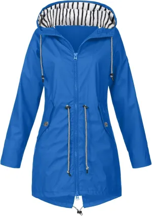 Rain Jacket for Women Lightweight Long Hooded Raincoat Waterproof Outdoor Travel Hiking Windbreaker Trench Coats