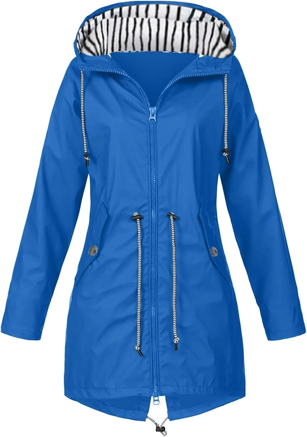 Rain Jacket for Women Lightweight Long Hooded Raincoat Waterproof Outdoor Travel Hiking Windbreaker Trench Coats