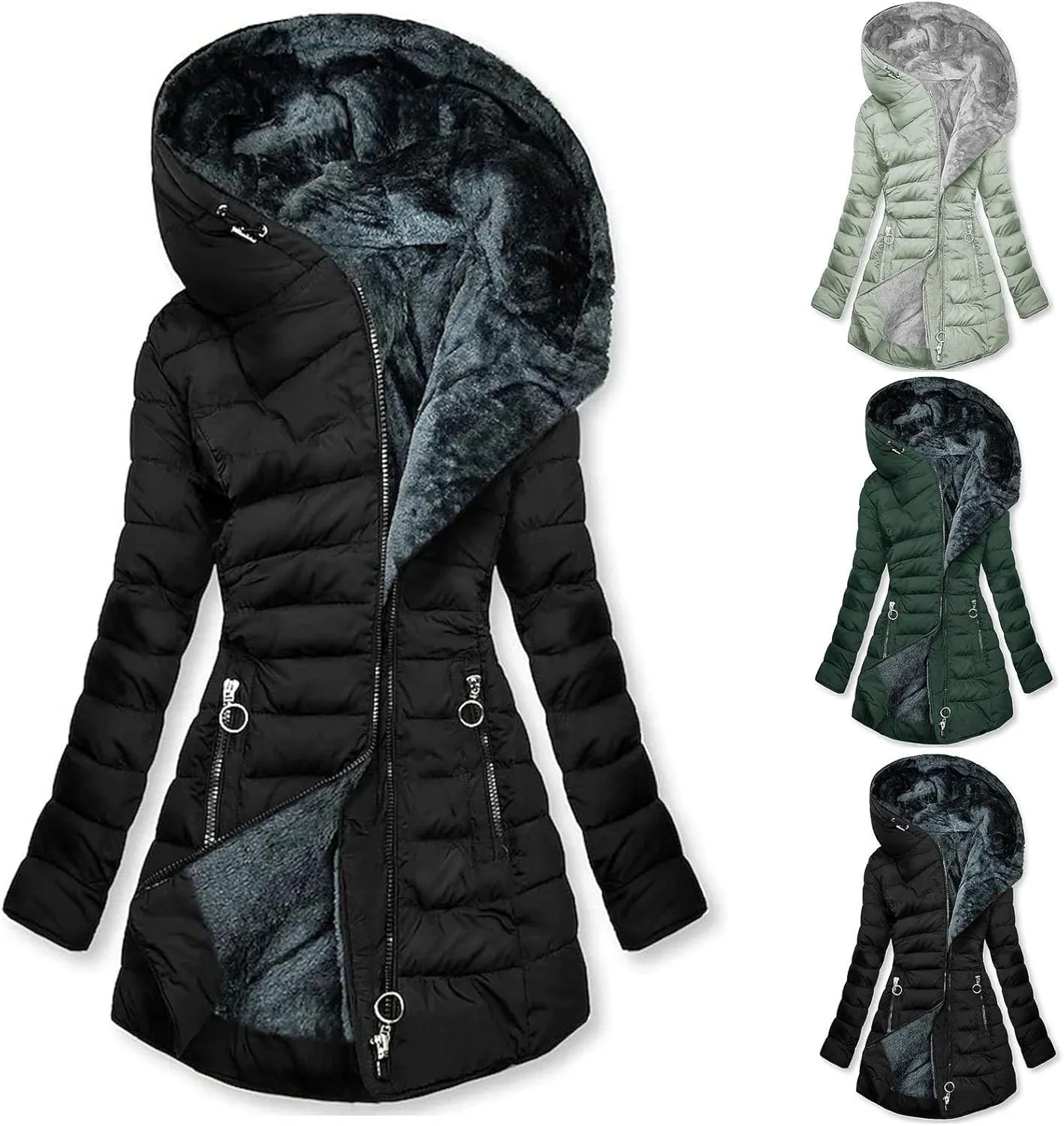 Rain Jacket Women Waterproof Lightweight Rain Coat Outdoor Hooded Long Windbreaker Fleece Lined Fall Trench Coats