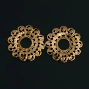 Raw brass filigree rosette stamping. 22mm 2 pc. b9-0537