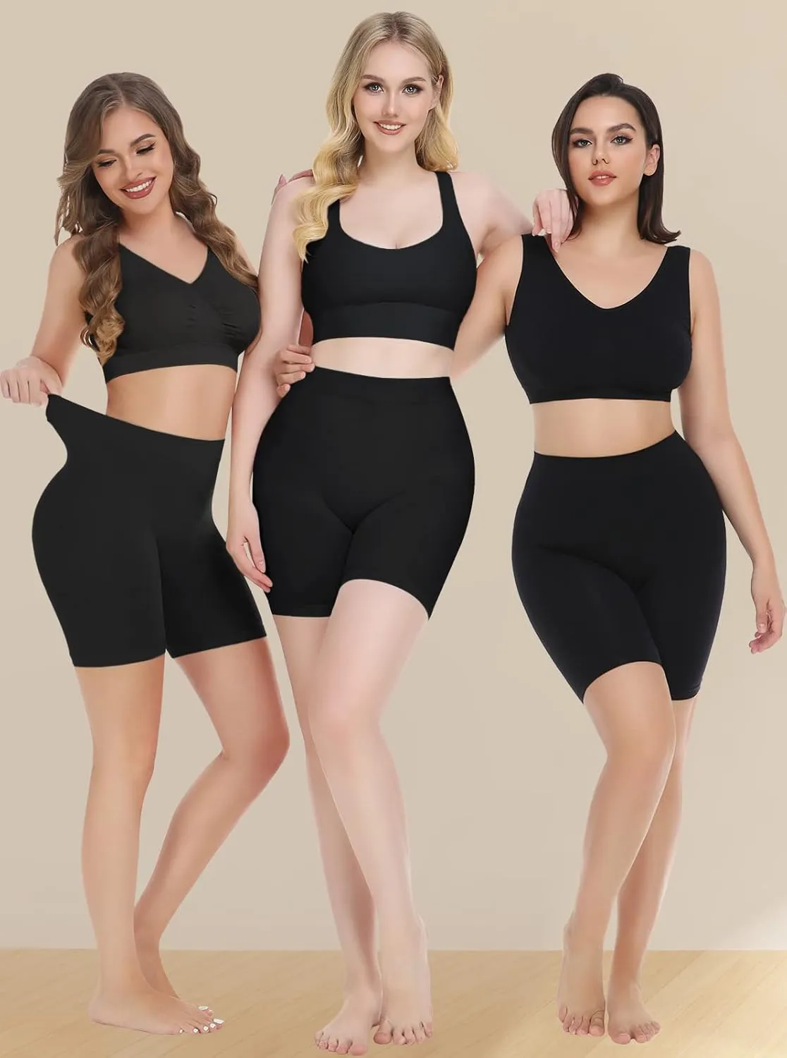 Reamphy 3 Pack Slip Shorts for Women Under Dress,Comfortable Smooth Yoga Shorts,Workout Biker Shorts