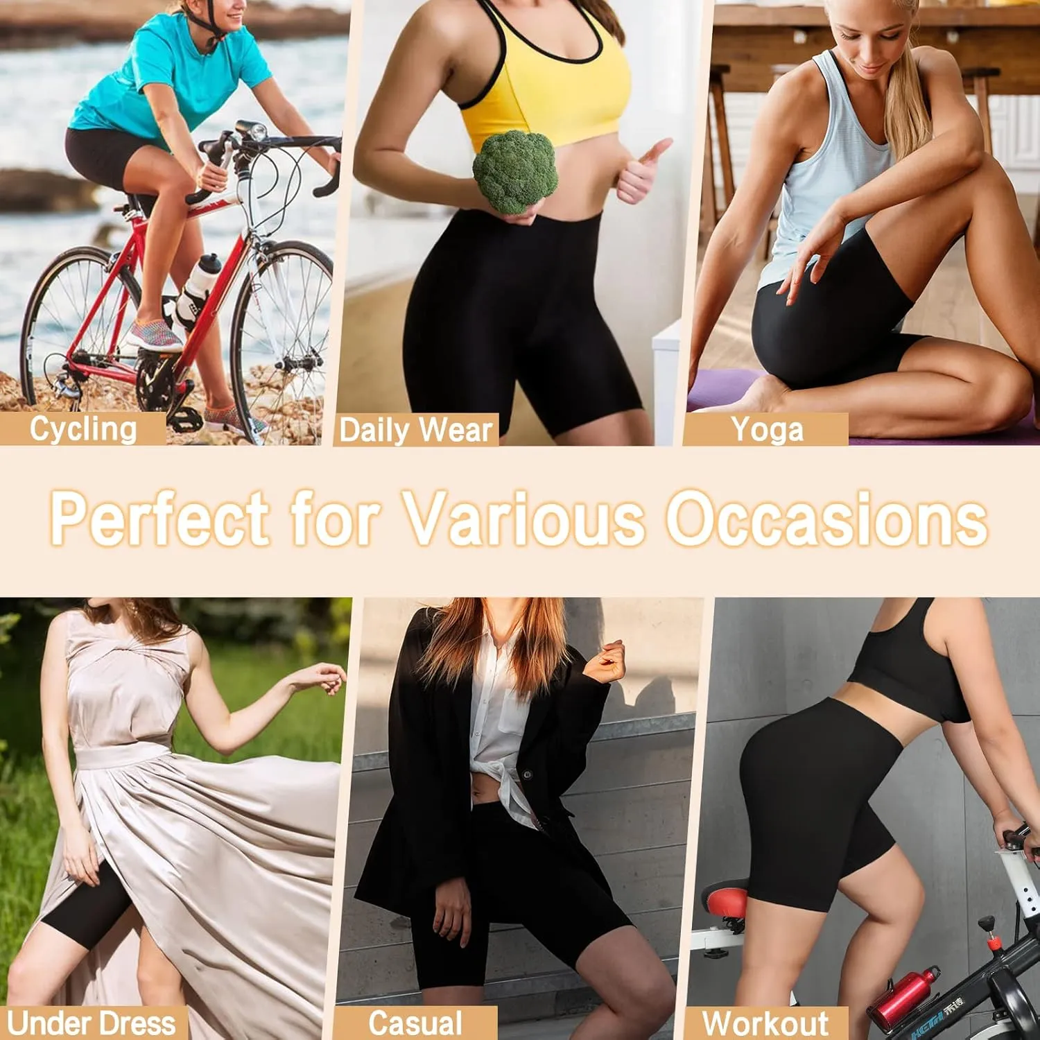 Reamphy 3 Pack Slip Shorts for Women Under Dress,Comfortable Smooth Yoga Shorts,Workout Biker Shorts