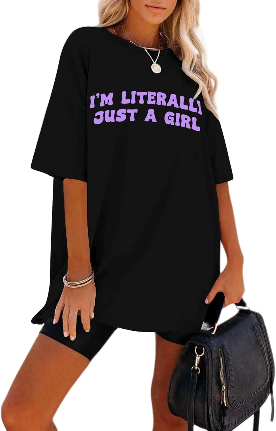 Remidoo Women's Casual Short Sleeve Graphic Oversized T Shirt Loose Letter Print Tee Top Blouse