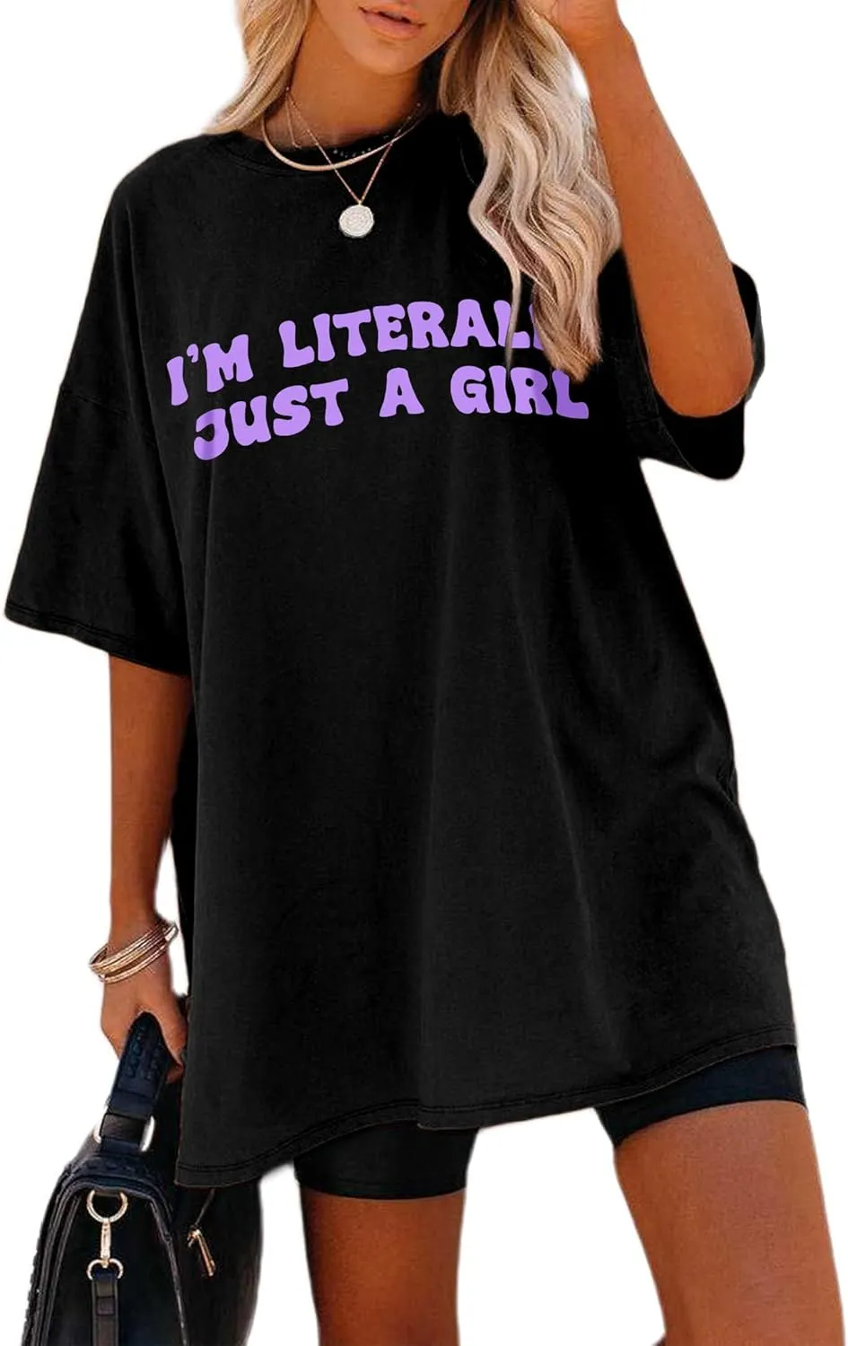 Remidoo Women's Casual Short Sleeve Graphic Oversized T Shirt Loose Letter Print Tee Top Blouse
