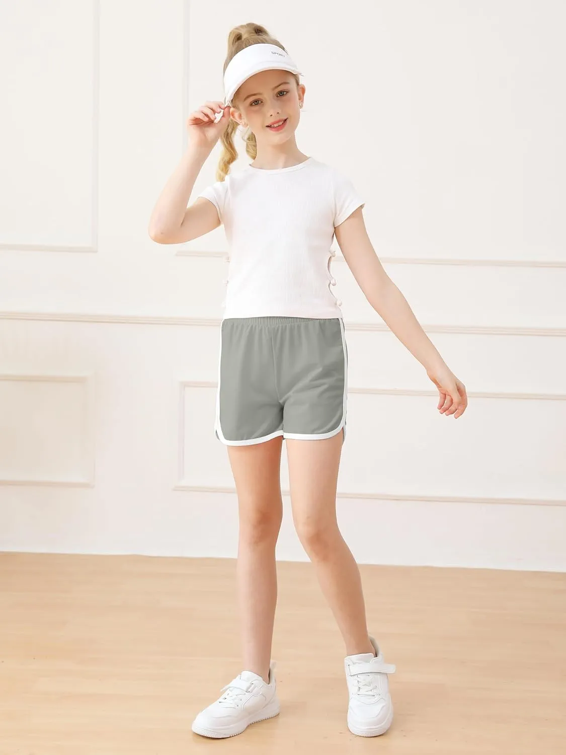 Resinta 4 Packs Girls Soccer Shorts Girls Athletic Shorts Quick Dry Workout Dolphin Kids Active Shorts