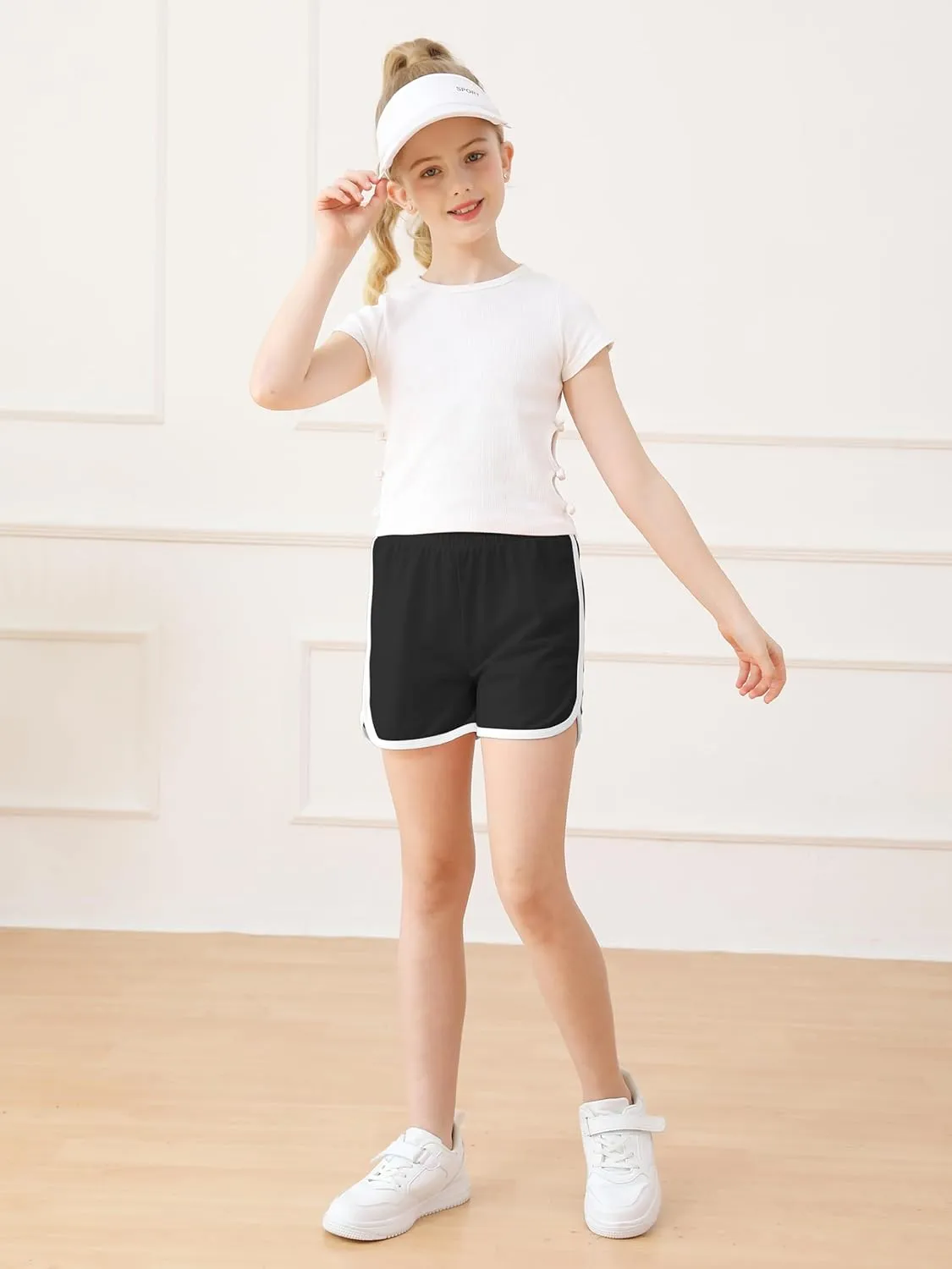 Resinta 4 Packs Girls Soccer Shorts Girls Athletic Shorts Quick Dry Workout Dolphin Kids Active Shorts