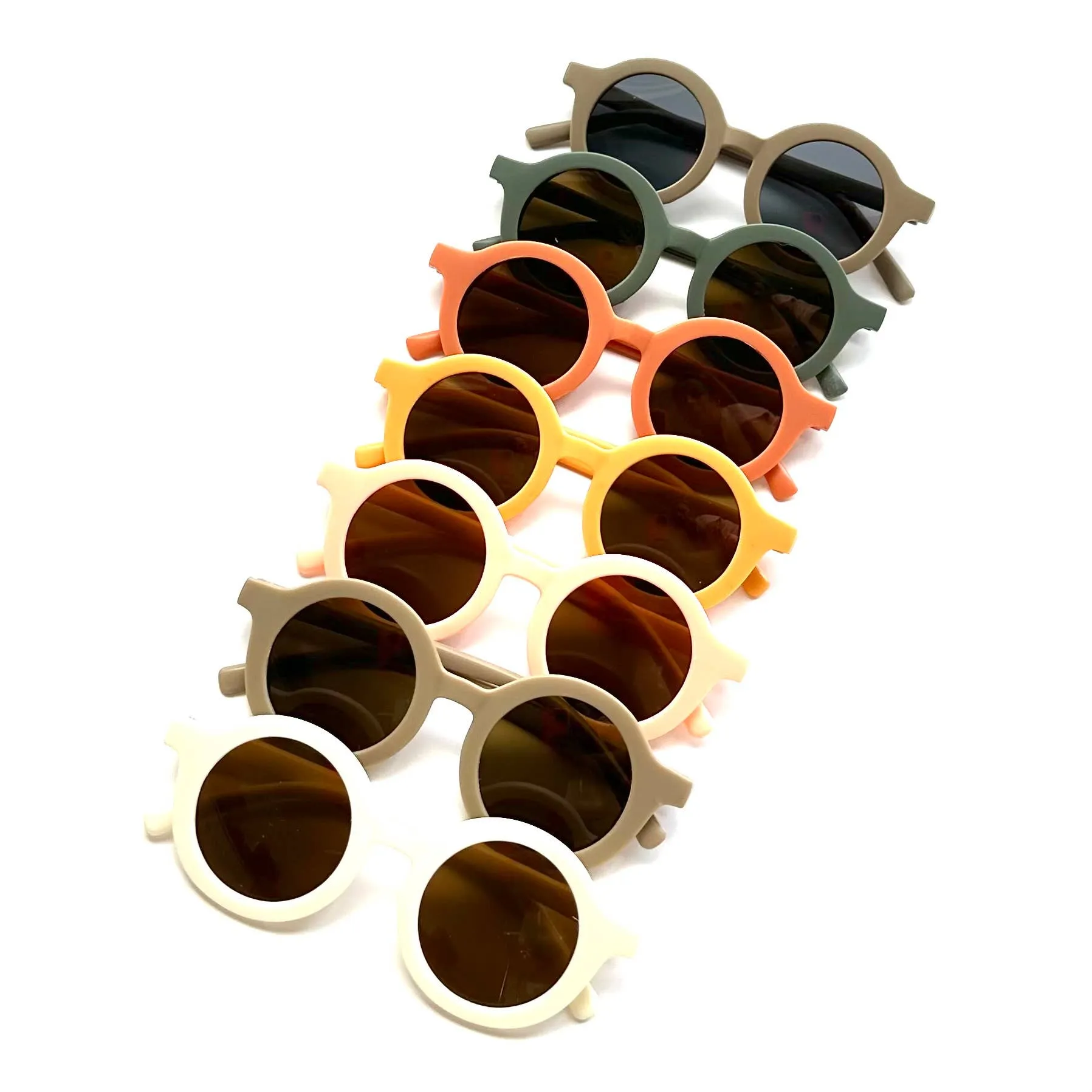 Retro Round Kids Sunglasses Matt Finish: Mustard