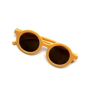 Retro Round Kids Sunglasses Matt Finish: Mustard