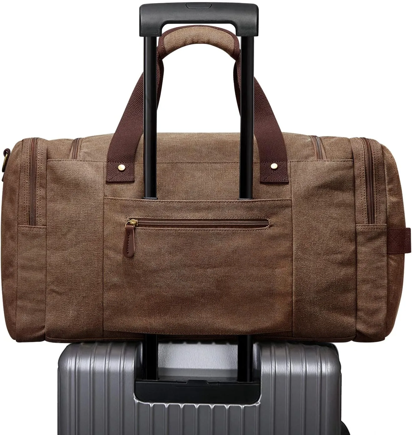 S-ZONE Canvas Duffel Bag for Travel 65L Weekender Overnight Travel Bags with Shoes Compartment for Men