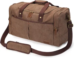 S-ZONE Canvas Duffel Bag for Travel 65L Weekender Overnight Travel Bags with Shoes Compartment for Men