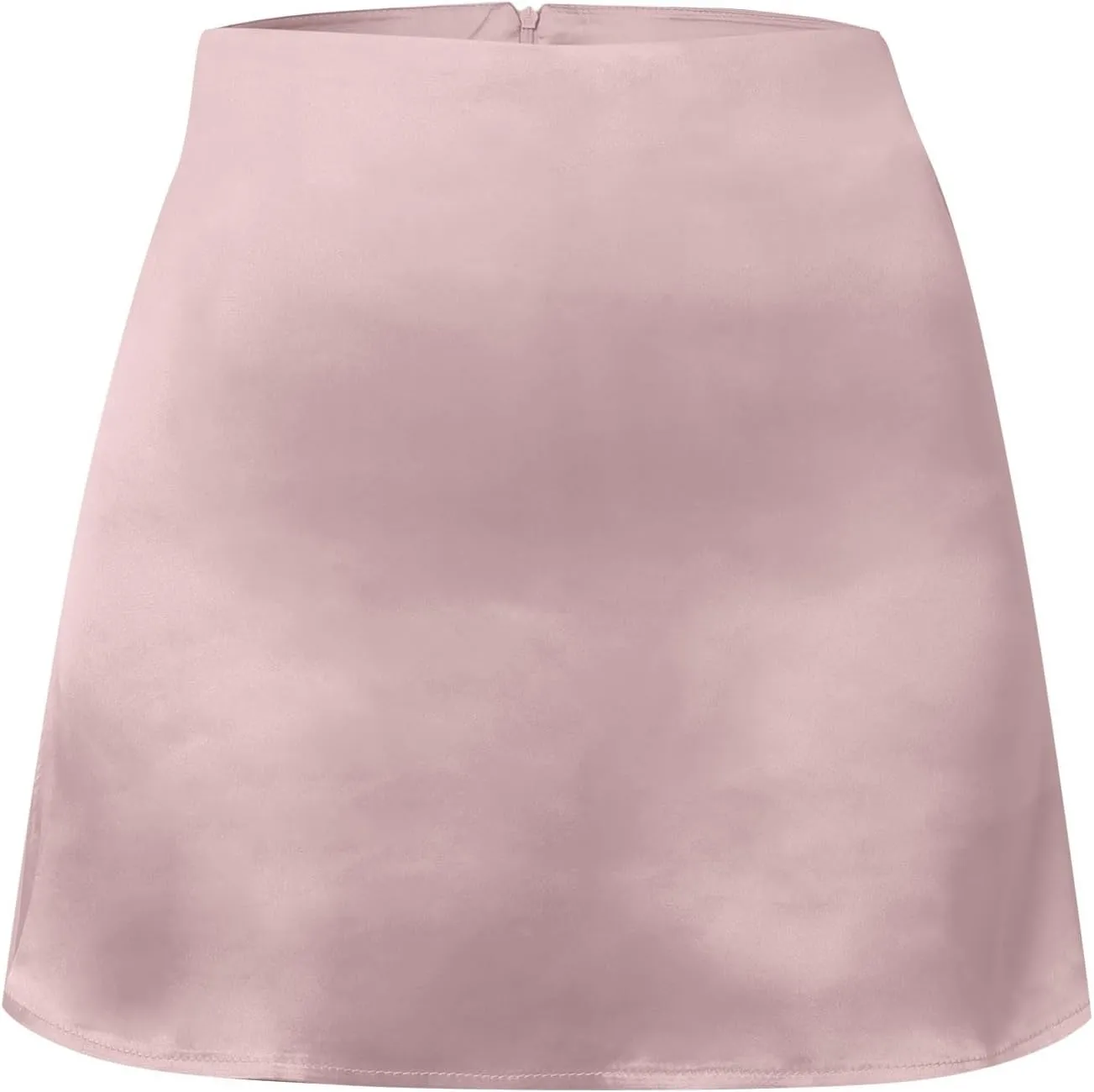 Satin Midi Skirt Women's Mini A Line Skirt Skirt High Waist Zipper Satin Ribbon Lined Skirt Skirt Plus Size Two