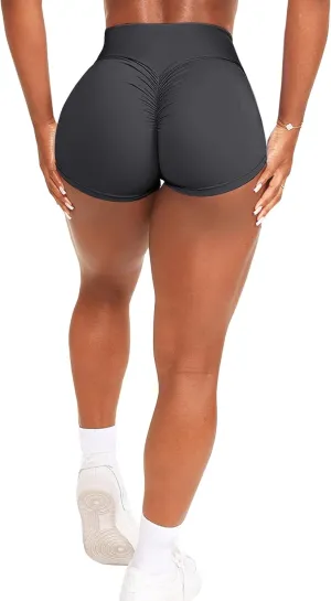 Scrunch Butt Gym Shorts High Waisted Workout Biker Shorts Running Athletic Booty Shorts for Women Black