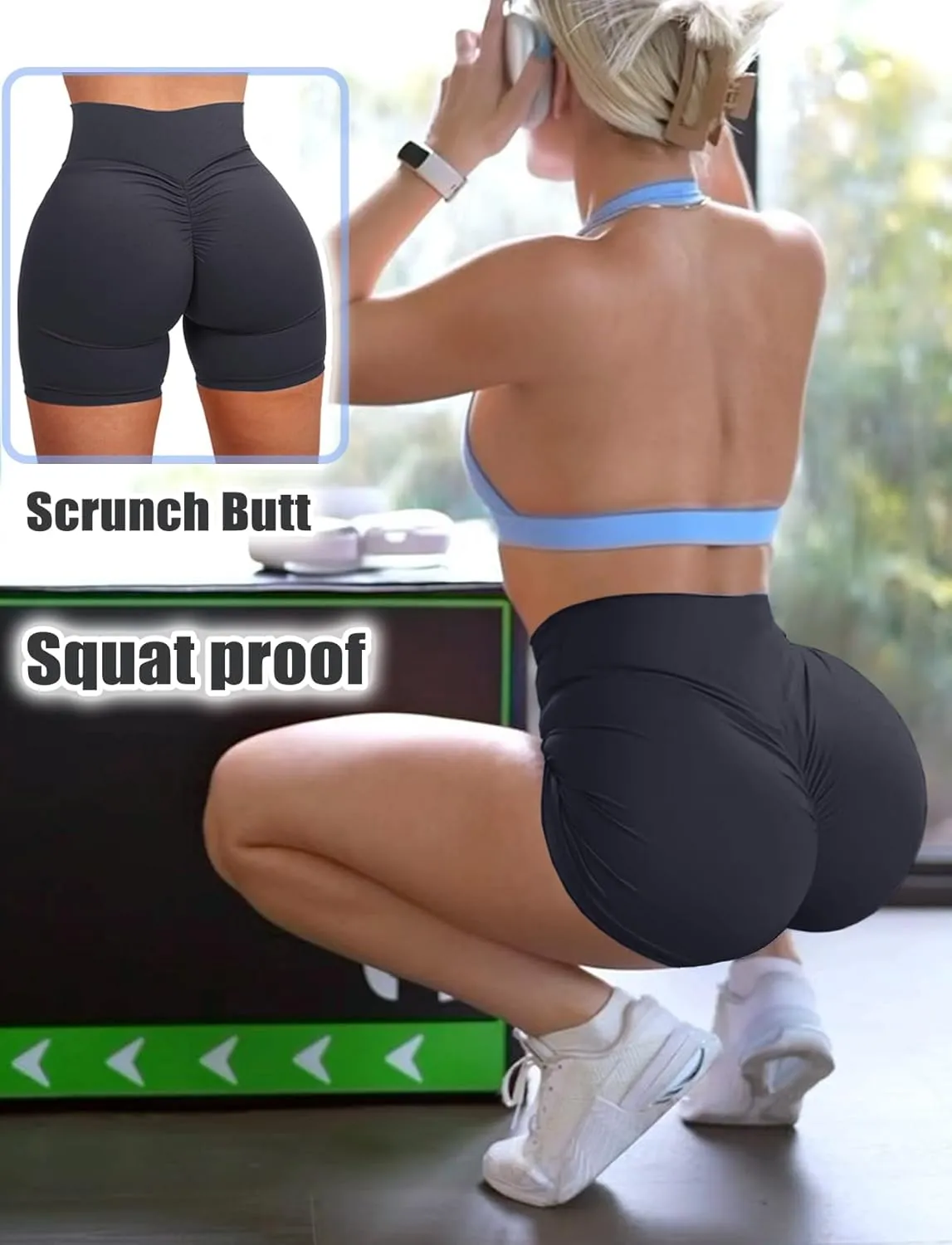 Scrunch Butt Gym Shorts High Waisted Workout Biker Shorts Running Athletic Booty Shorts for Women Black