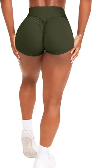 Scrunch Butt Gym Shorts High Waisted Workout Biker Shorts Running Athletic Booty Shorts for Women Black
