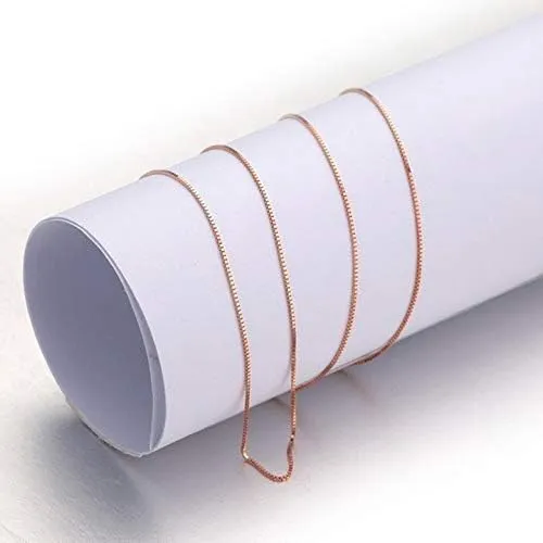 Sdouefos Italian Yellow/Rose Gold Plated 925 Sterling Silver Box Chain Neckalce 1MM Thin & Durable 18 Inch Size Lengths (0.8MM Rose)