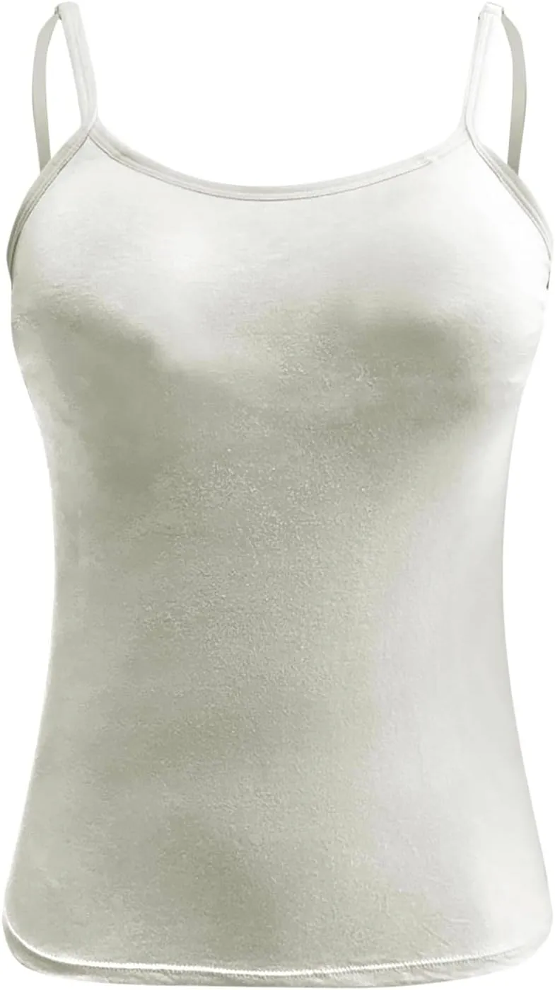 Shelf Bra Tank Tops for Women Adjustable Spaghetti Strap Yoga Shirts Basic Padded Tank Tops Undershirts Built in Bra