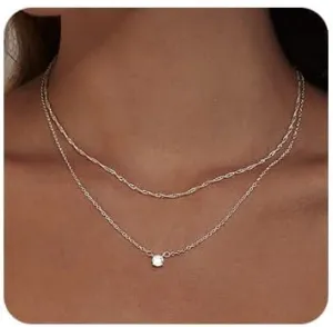 Simple Silver Layered Choker Necklaces Dainty Diamond Necklace Rhinstone Pendant Necklaces Jewelry for Women