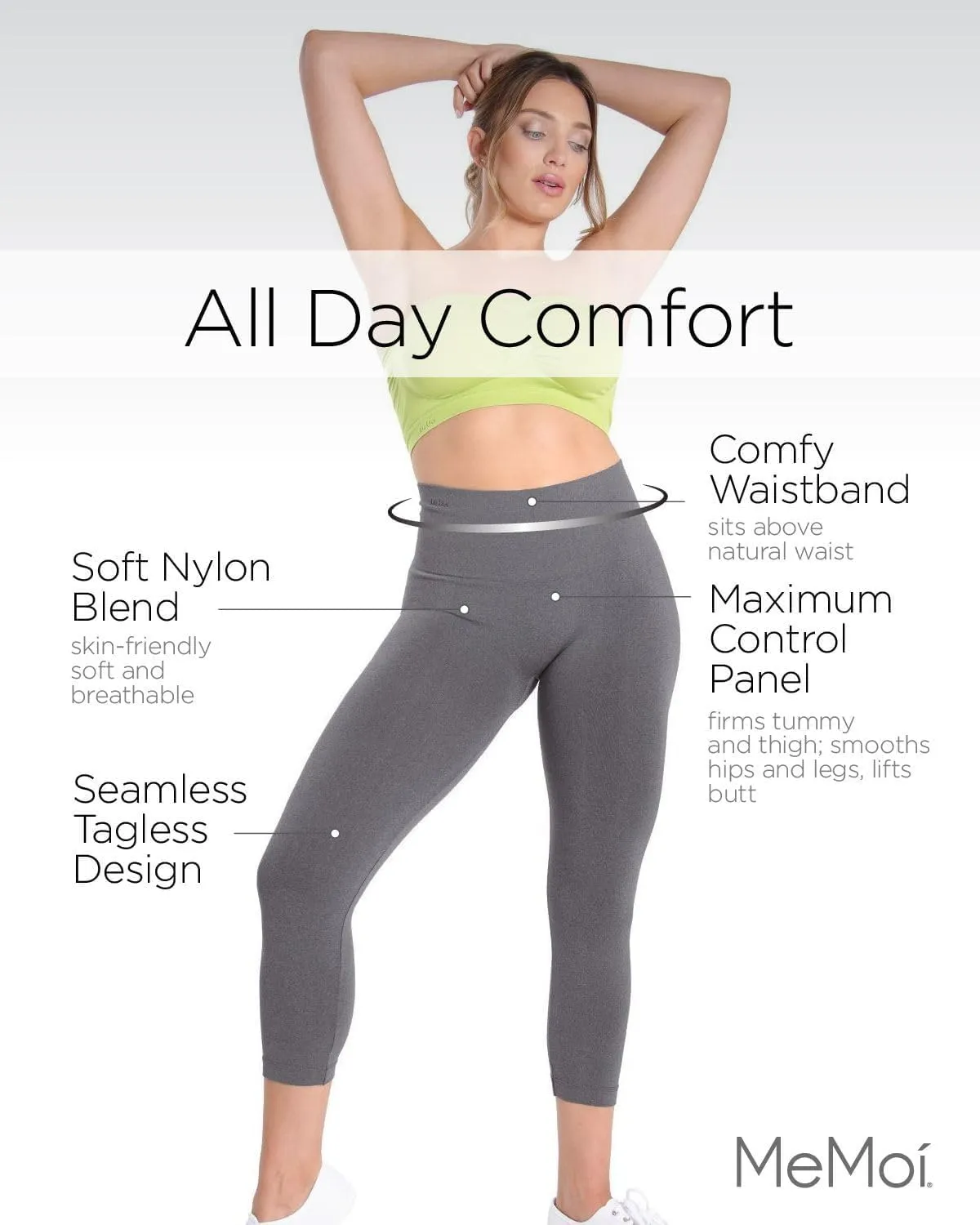 SlimMe Shapewear Leggings, High Waisted Leggings Tummy Control, Comfortable and Breathable Compressions Pants for Women