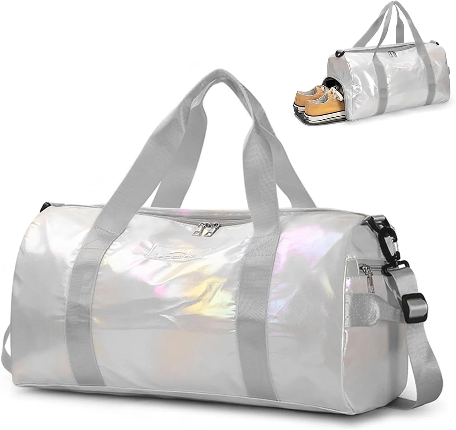 Small Gym Bag for Women with Shoes Compartment and Wet Pocket, Duffle Bag for Travel, Gifts for Daughter (White)